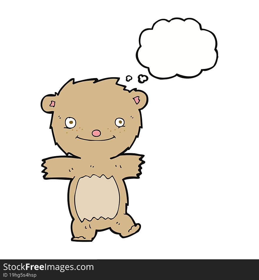 cartoon teddy bear with thought bubble