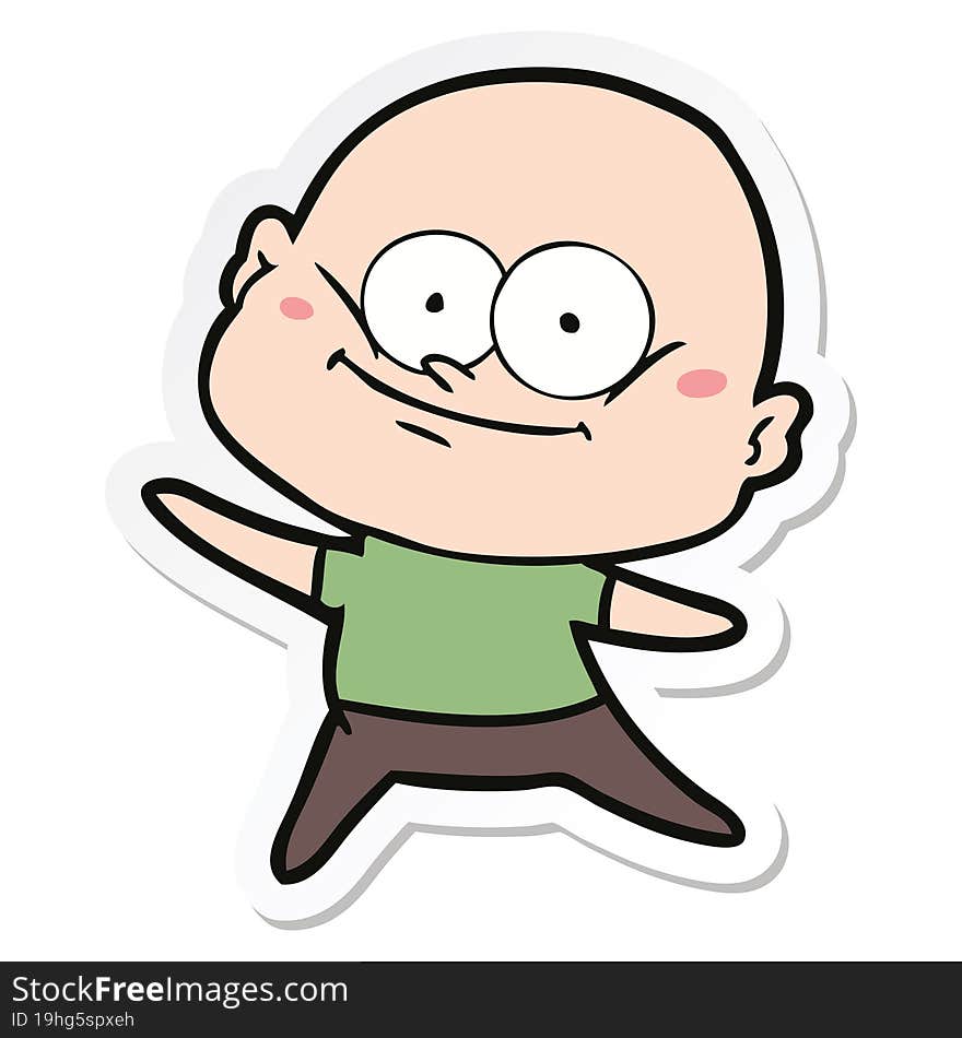 sticker of a cartoon bald man staring