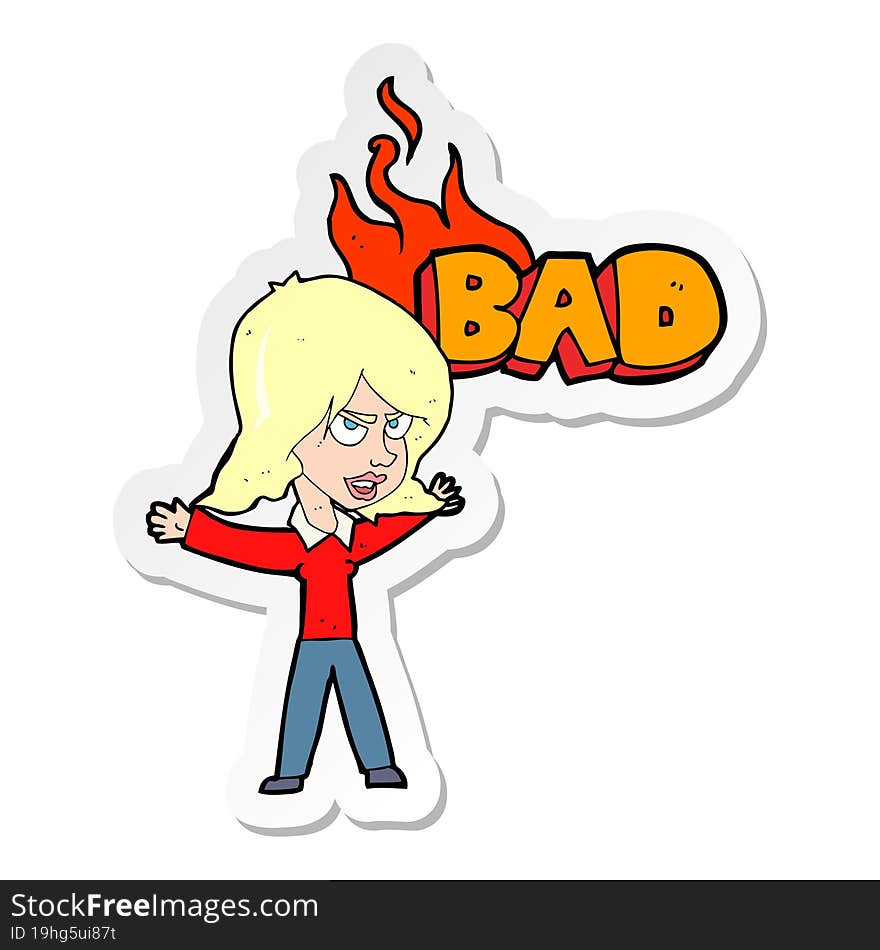 Sticker Of A Cartoon Bad Woman