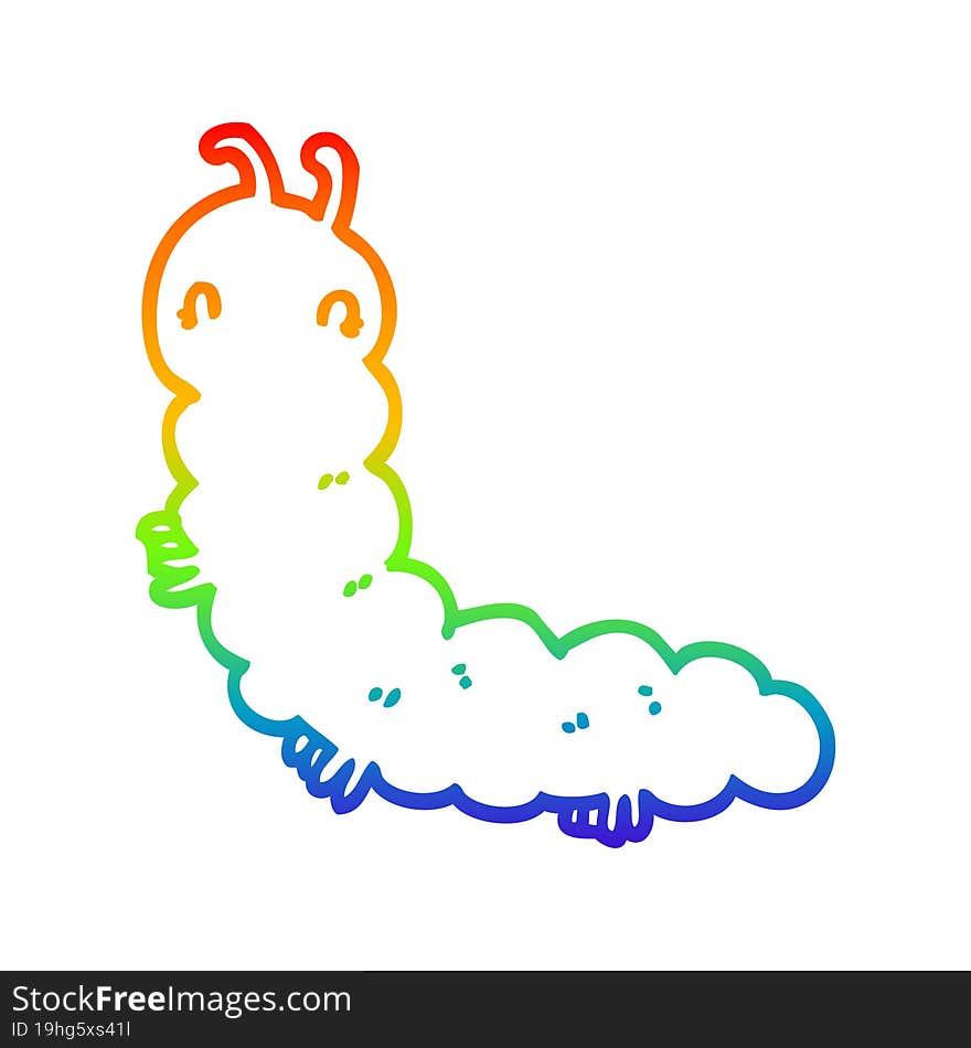 rainbow gradient line drawing cartoon caterpillar