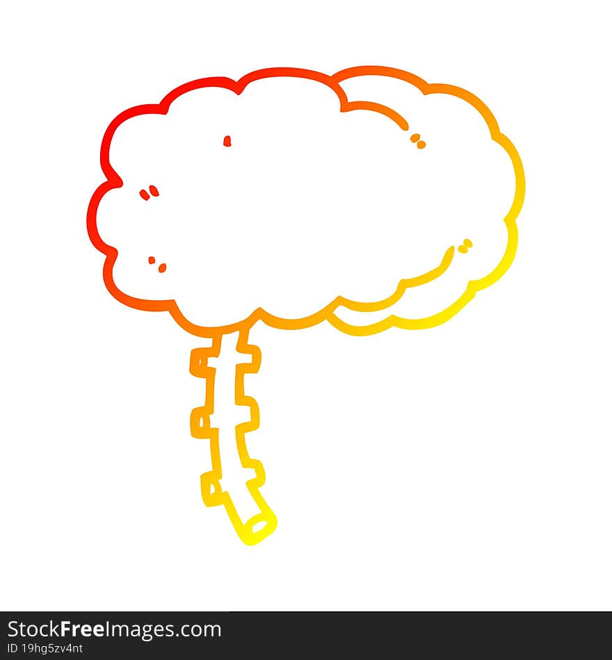 warm gradient line drawing cartoon brain