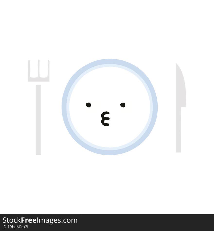 flat color retro cartoon of a dinner plate