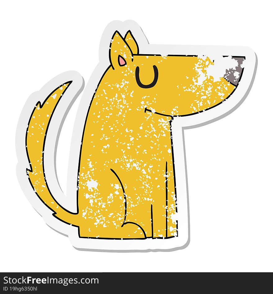 Distressed Sticker Of A Quirky Hand Drawn Cartoon Dog