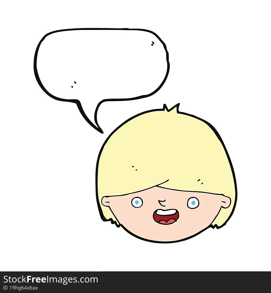 Cartoon Happy Face With Speech Bubble