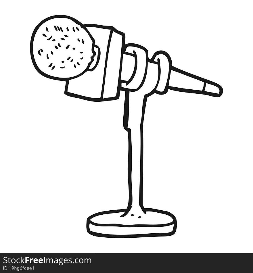 Black And White Cartoon Microphone