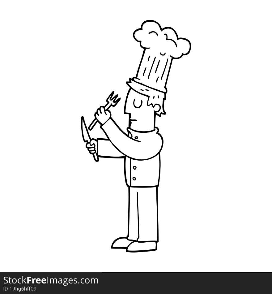 line drawing cartoon talented chef