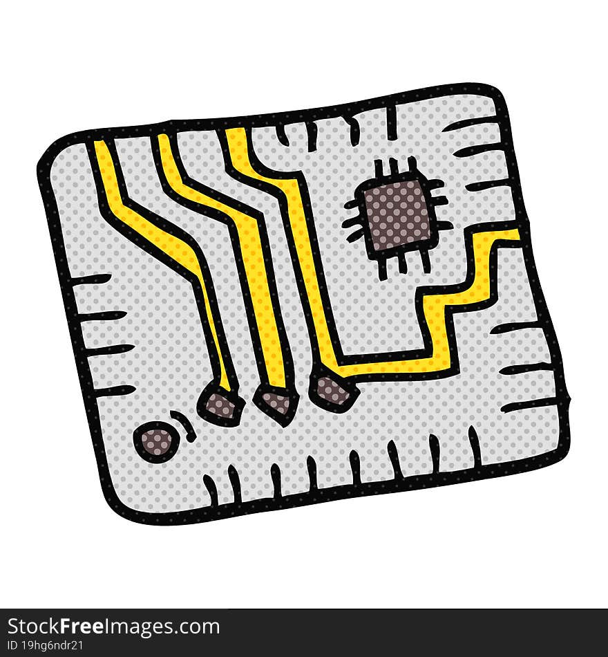 freehand drawn cartoon computer circuitboard