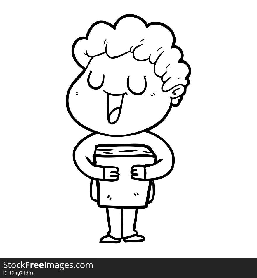 laughing cartoon man with book. laughing cartoon man with book