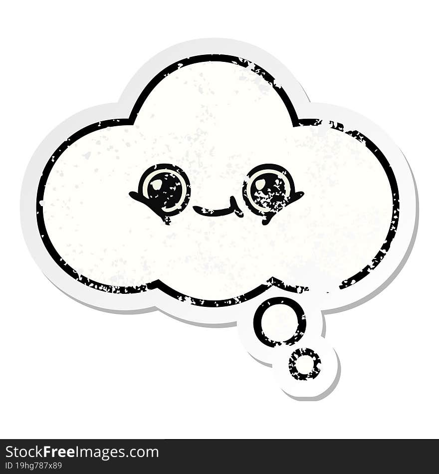 Distressed Sticker Of A Cute Cartoon Thought Bubble