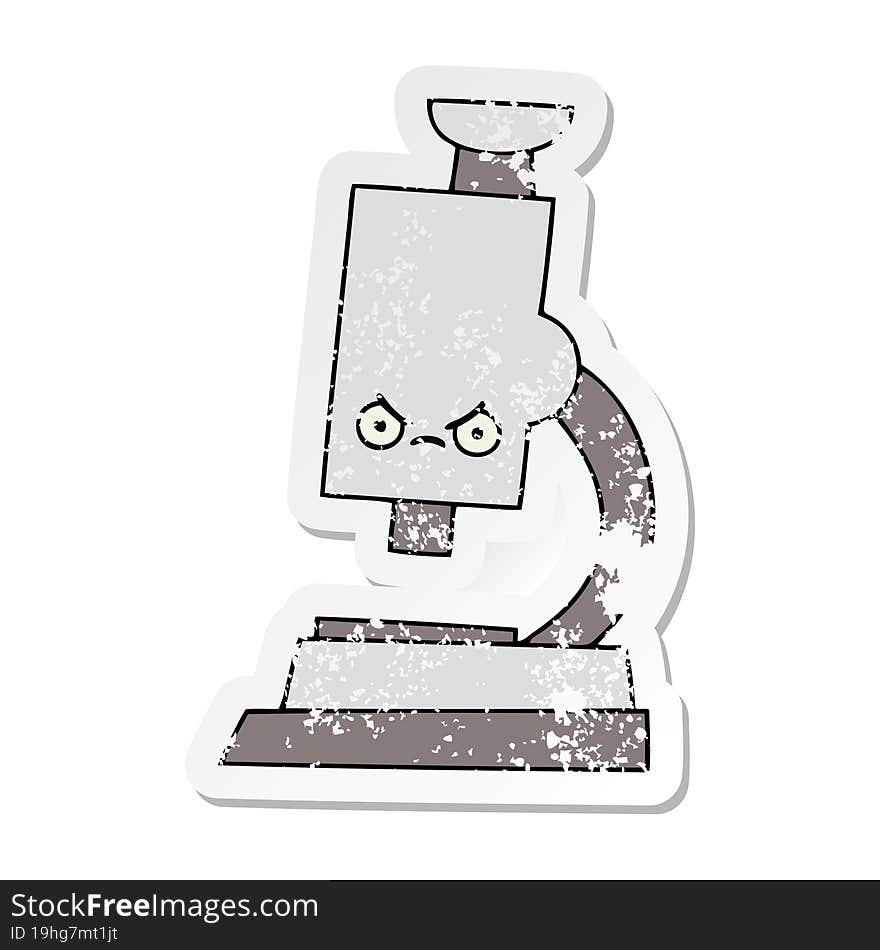 distressed sticker of a cute cartoon microscope