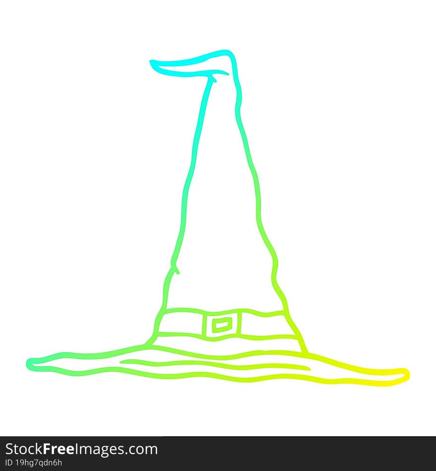 cold gradient line drawing cartoon witch hat