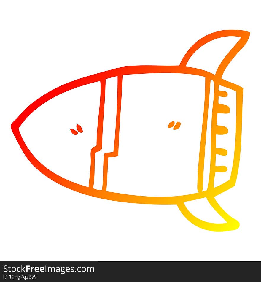 warm gradient line drawing cartoon space rocket