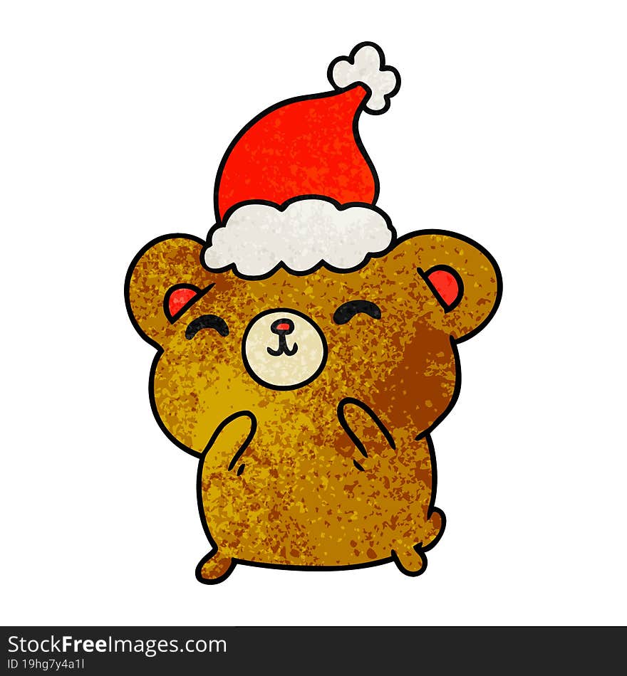 christmas textured cartoon of kawaii bear