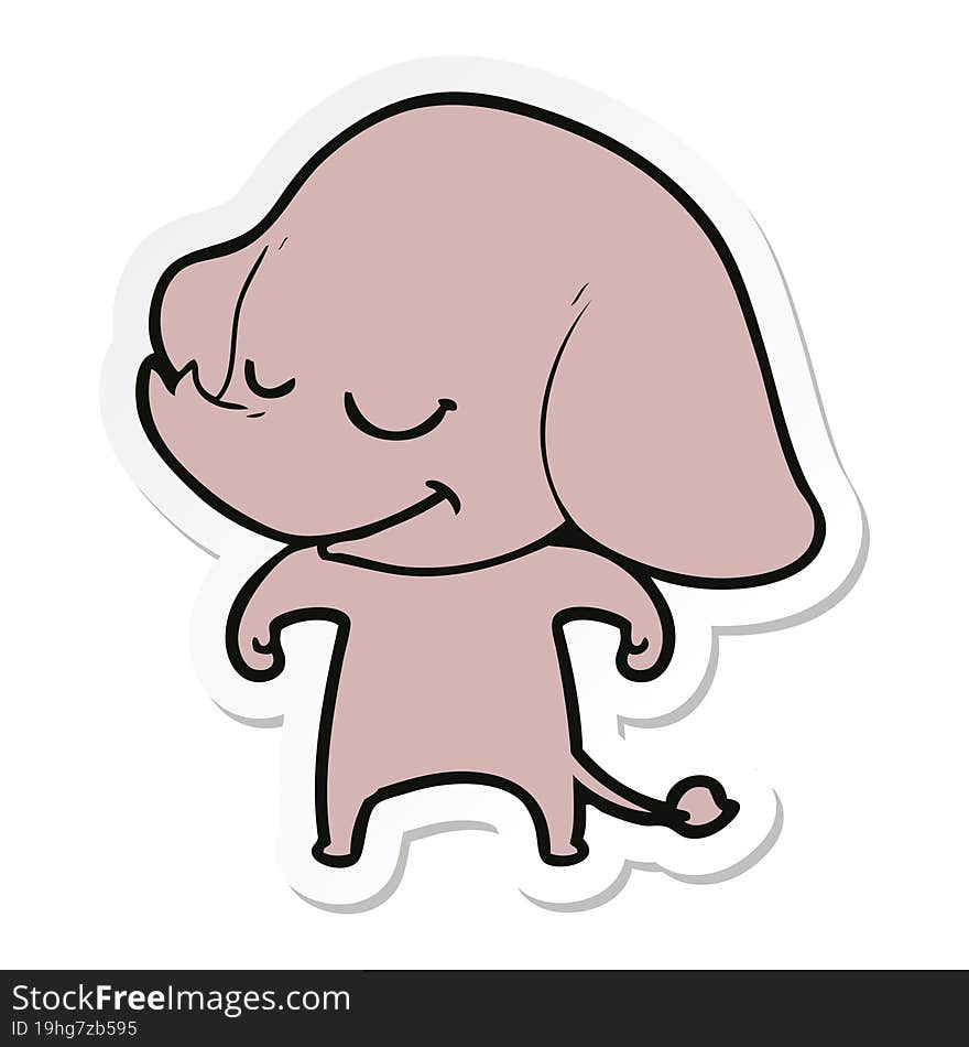 sticker of a cartoon smiling elephant