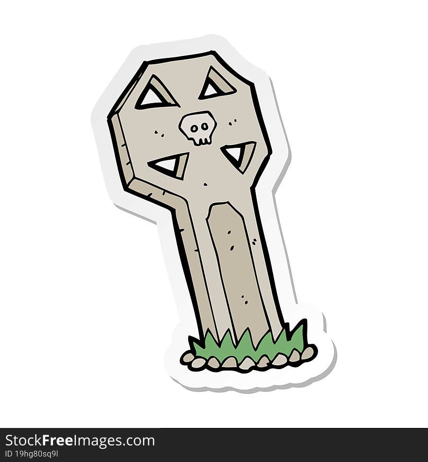 sticker of a cartoon spooky grave