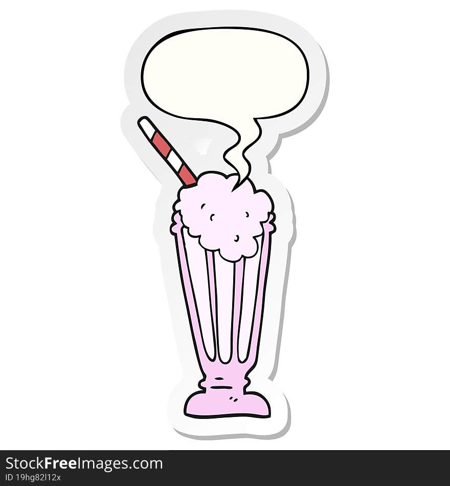 cartoon milkshake and speech bubble sticker