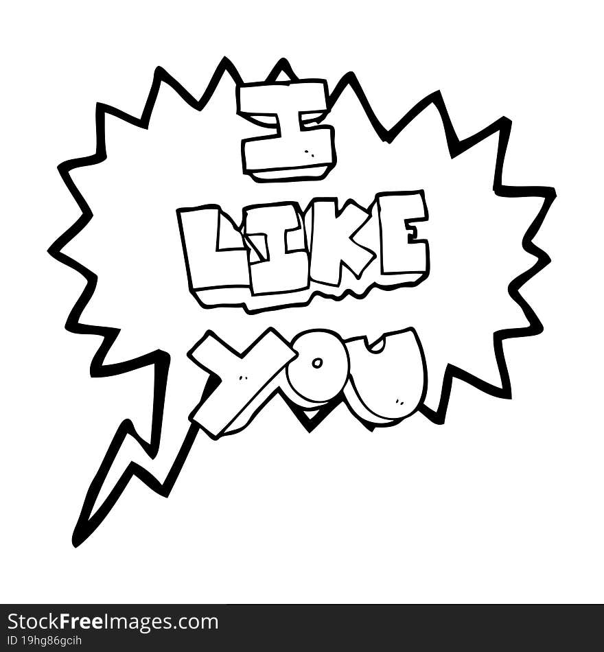 I like you speech bubble cartoon symbol