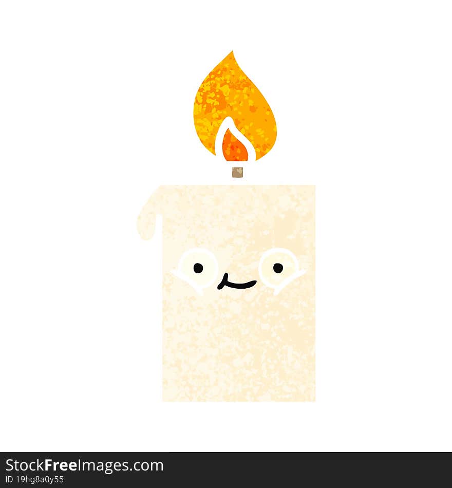 retro illustration style cartoon lit candle