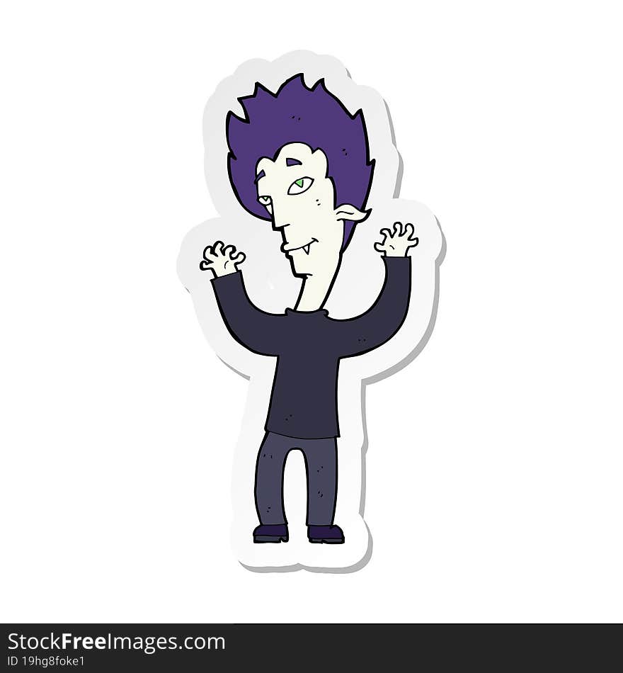 sticker of a cartoon vampire man