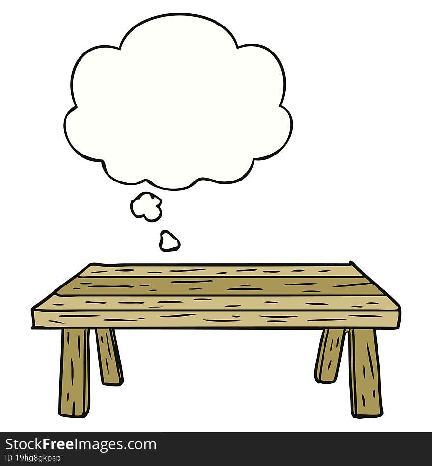 cartoon table and thought bubble