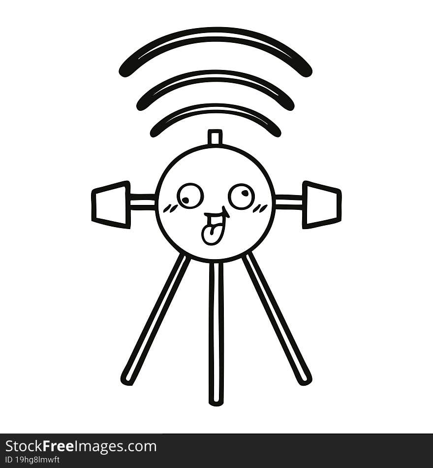 line drawing cartoon satellite