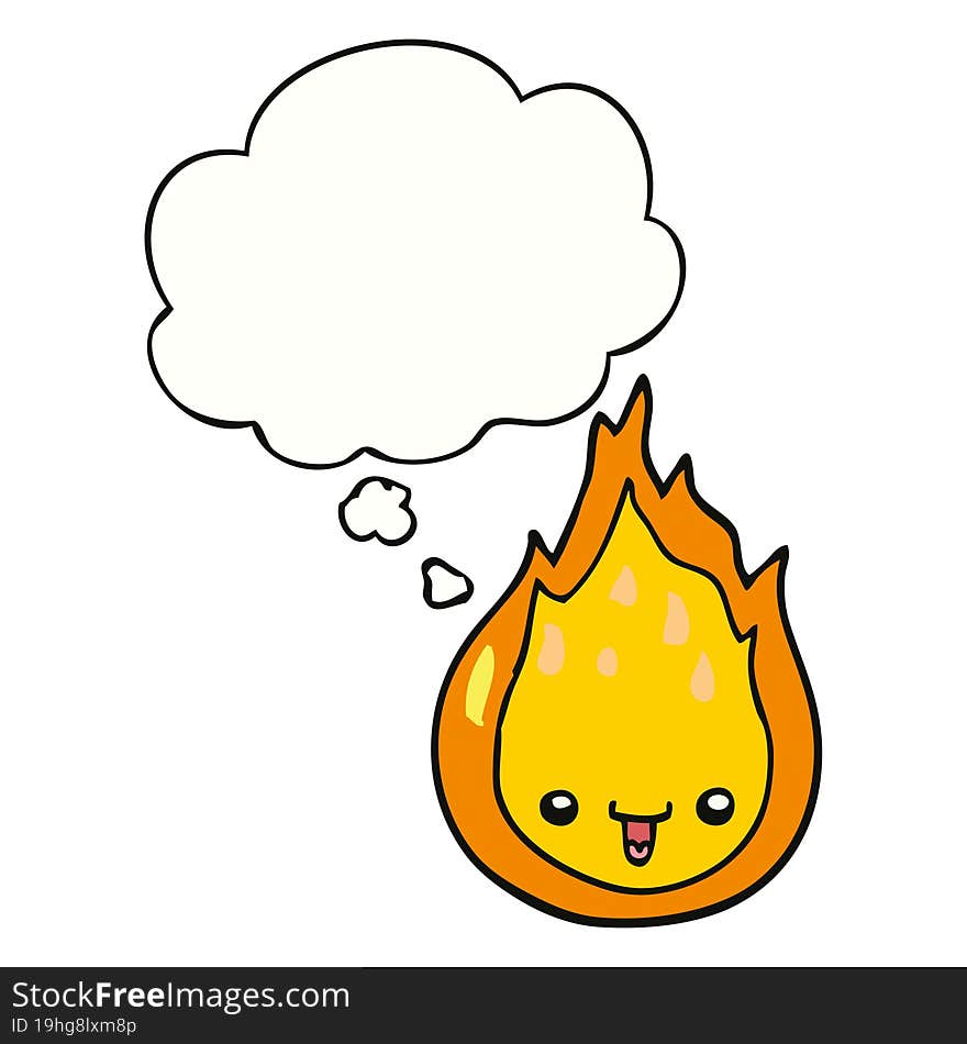 cartoon flame and thought bubble