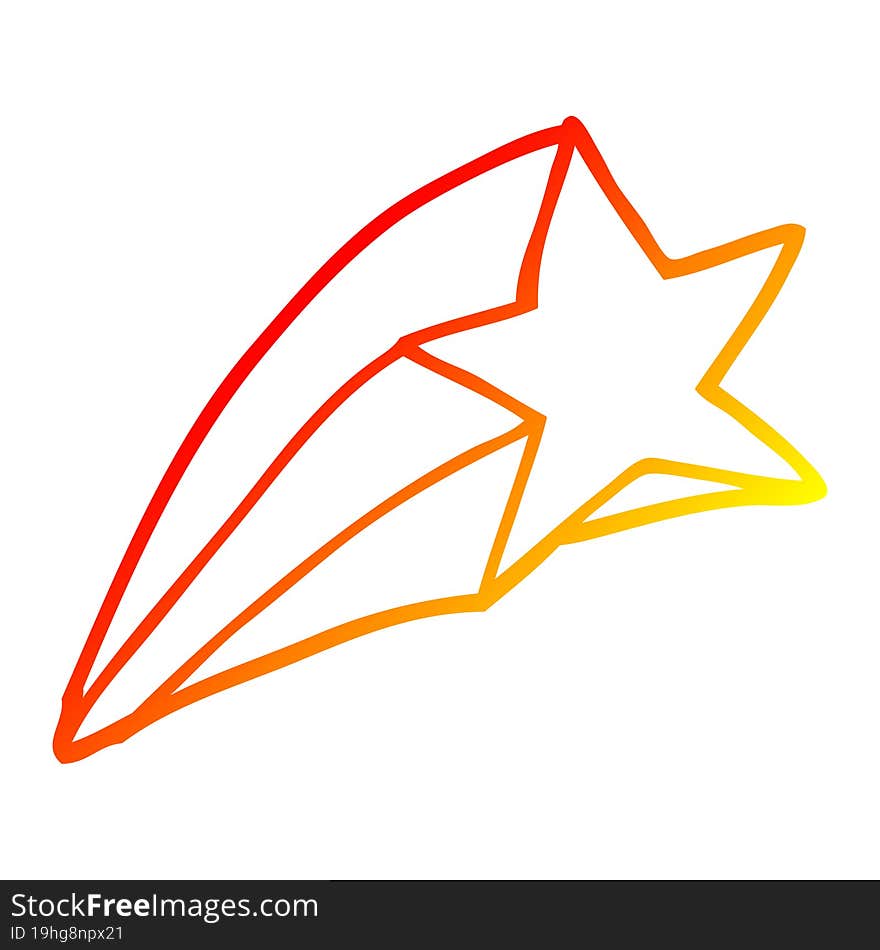 warm gradient line drawing of a cartoon shooting star