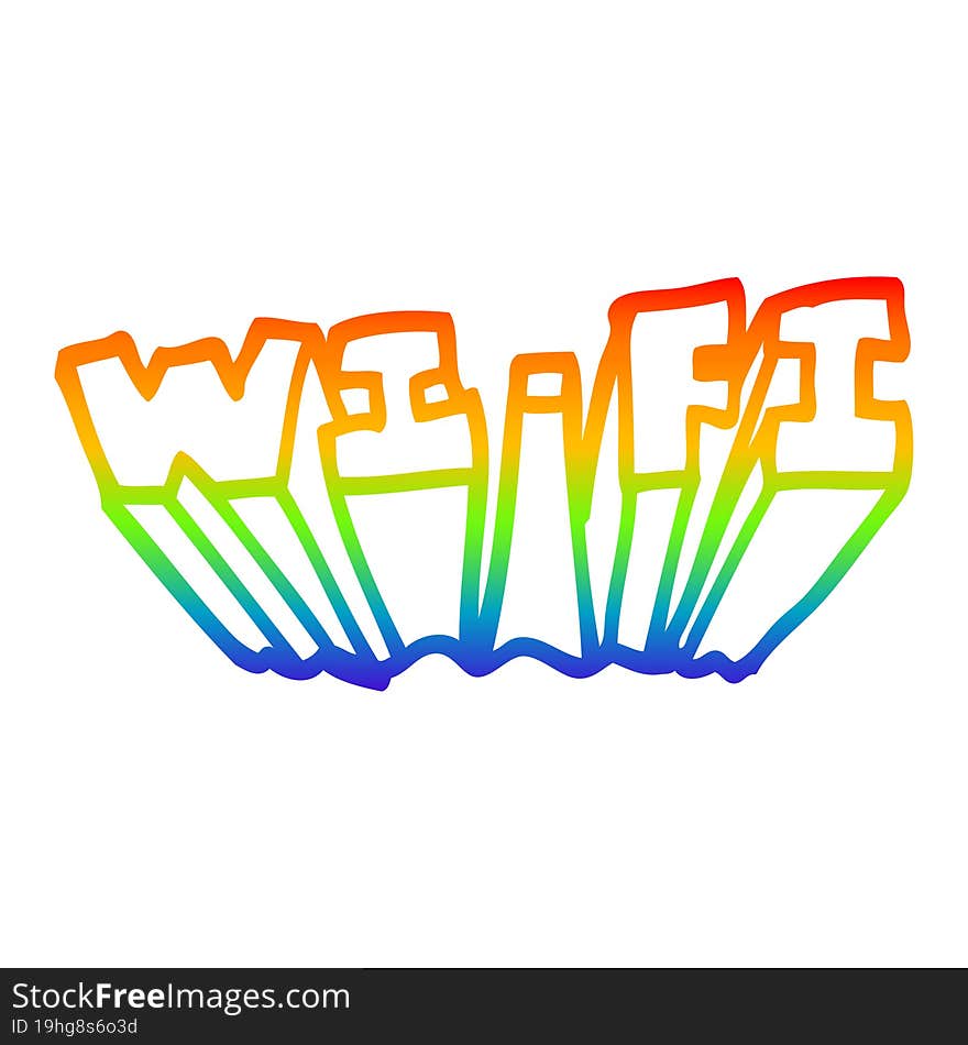 Rainbow Gradient Line Drawing Cartoon Wi Fi