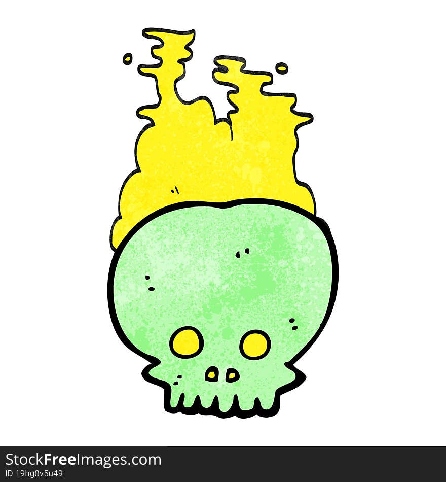 textured cartoon steaming skull