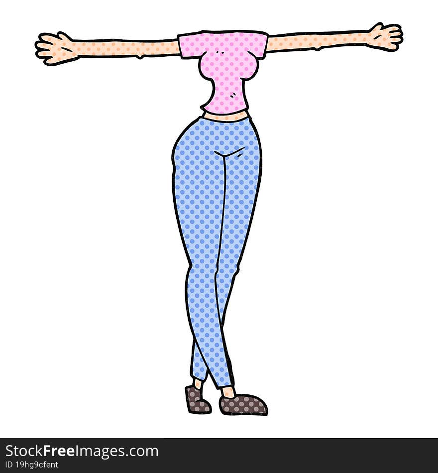 cartoon female body with wide arms