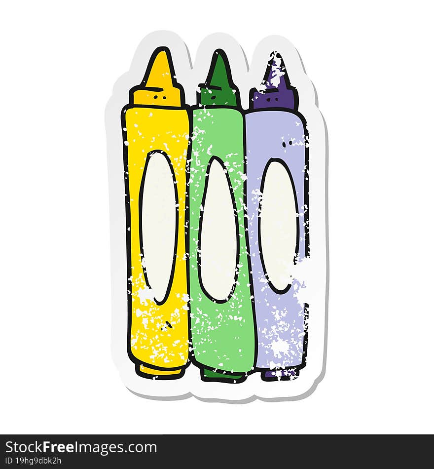 Retro Distressed Sticker Of A Cartoon Crayons