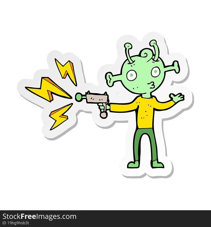 sticker of a cartoon space alien