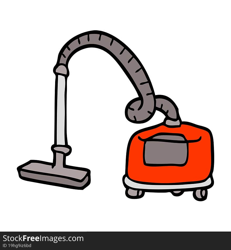 hand drawn doodle style cartoon vacuum hoover