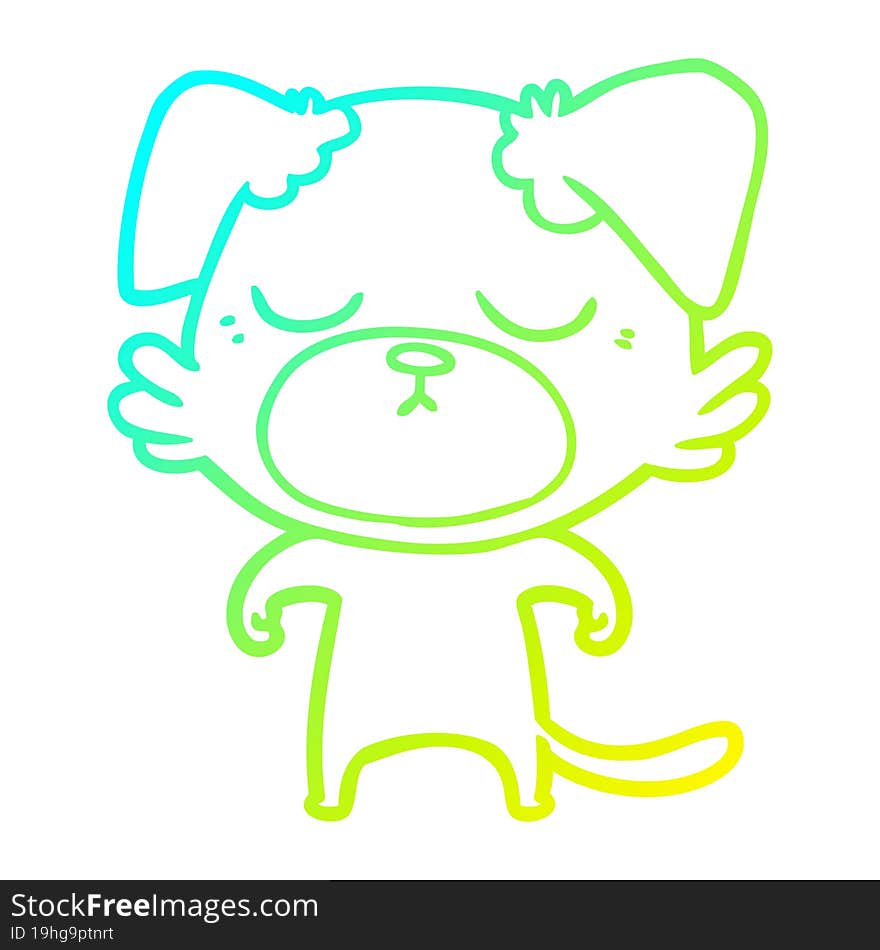 Cold Gradient Line Drawing Cute Cartoon Dog