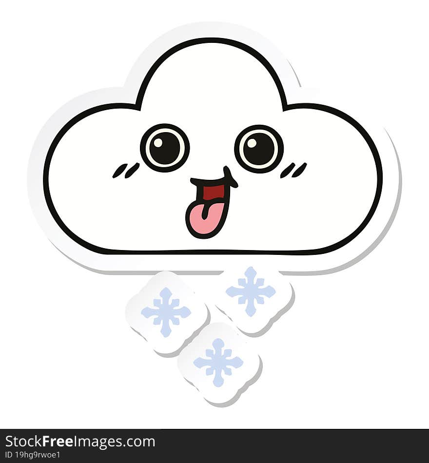 Sticker Of A Cute Cartoon Snow Cloud