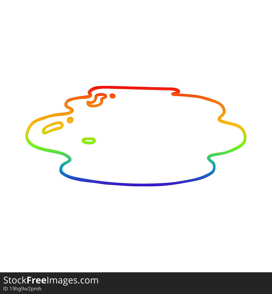 rainbow gradient line drawing cartoon puddle of water