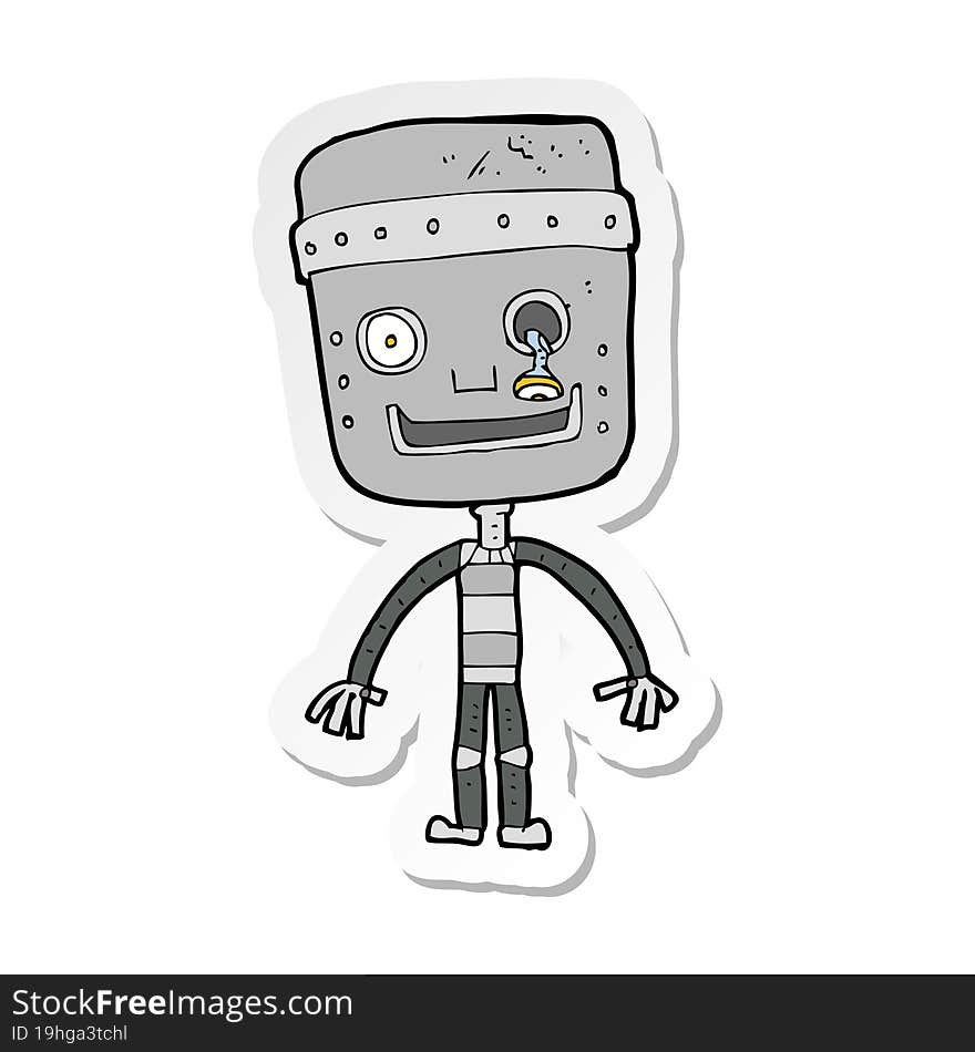 sticker of a cartoon funny robot