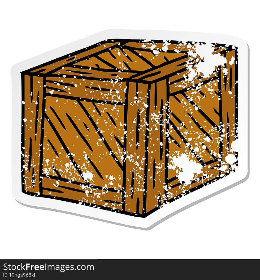 distressed sticker cartoon doodle of a wooden crate