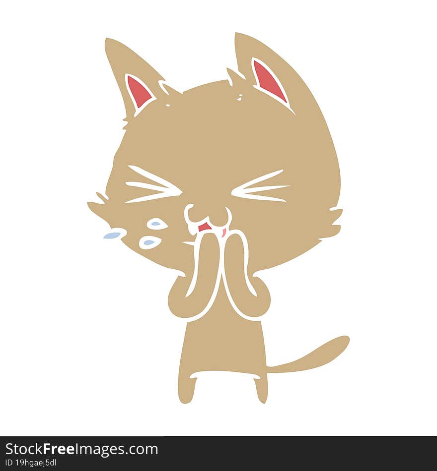 flat color style cartoon cat hissing