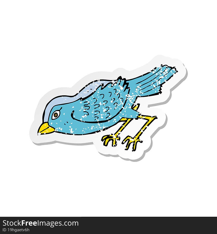 retro distressed sticker of a cartoon garden bird