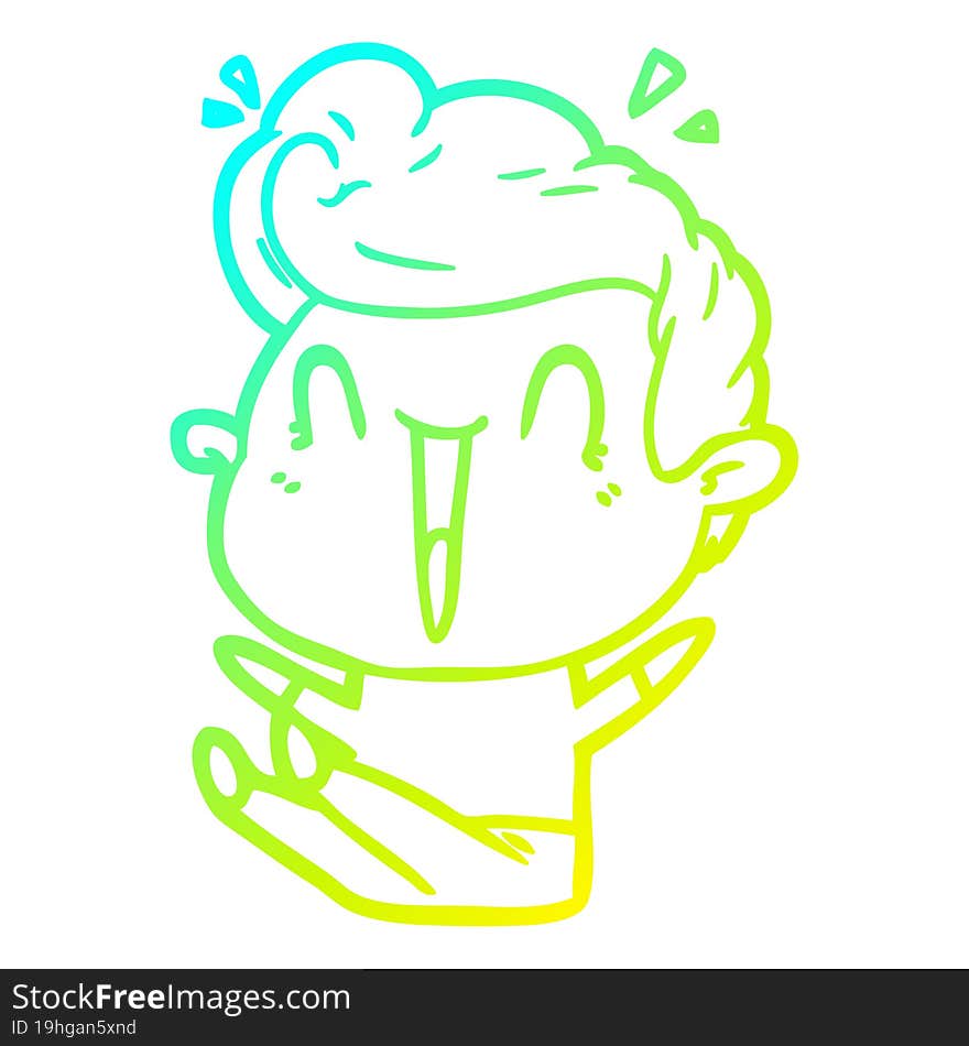 cold gradient line drawing cartoon excited man