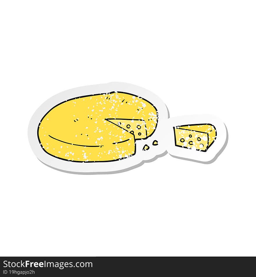 Retro Distressed Sticker Of A Cartoon Cheese