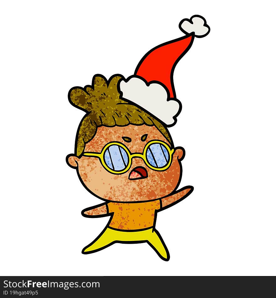 Textured Cartoon Of A Annoyed Woman Wearing Santa Hat