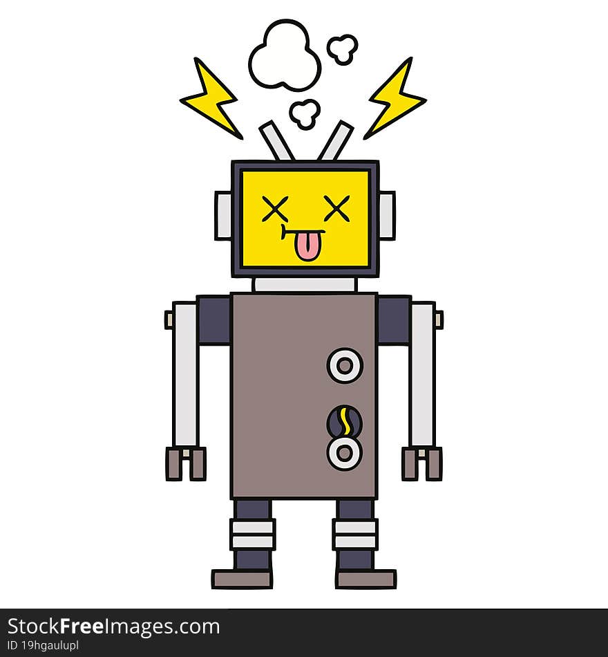 cute cartoon of a malfunctioning robot