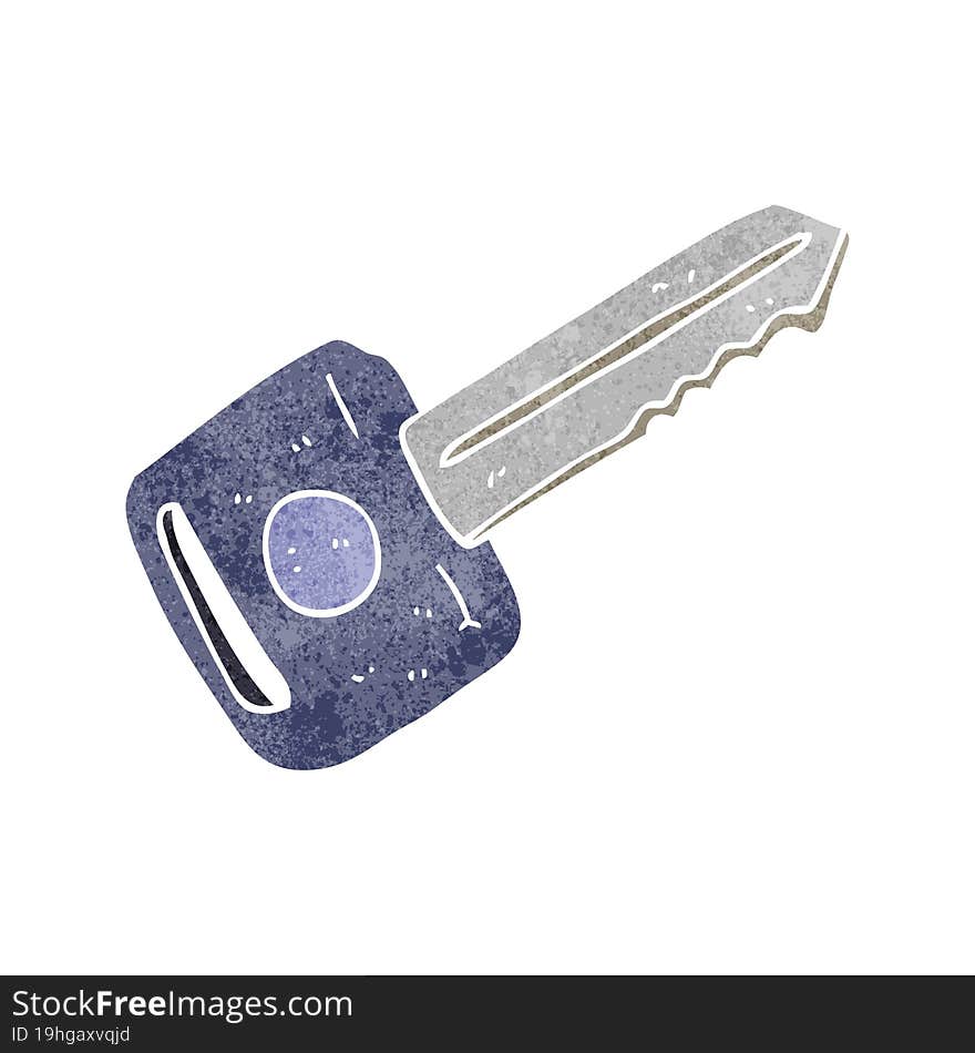 freehand retro cartoon car key