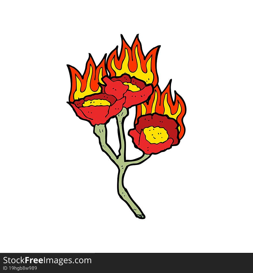 cartoon burning flowers