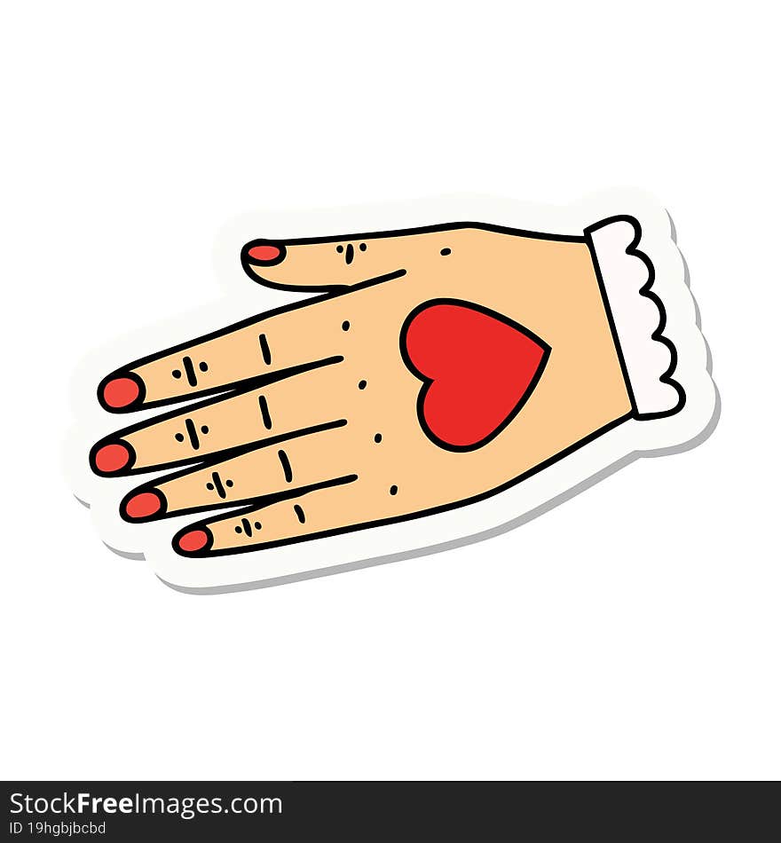 sticker of tattoo in traditional style of a hand. sticker of tattoo in traditional style of a hand