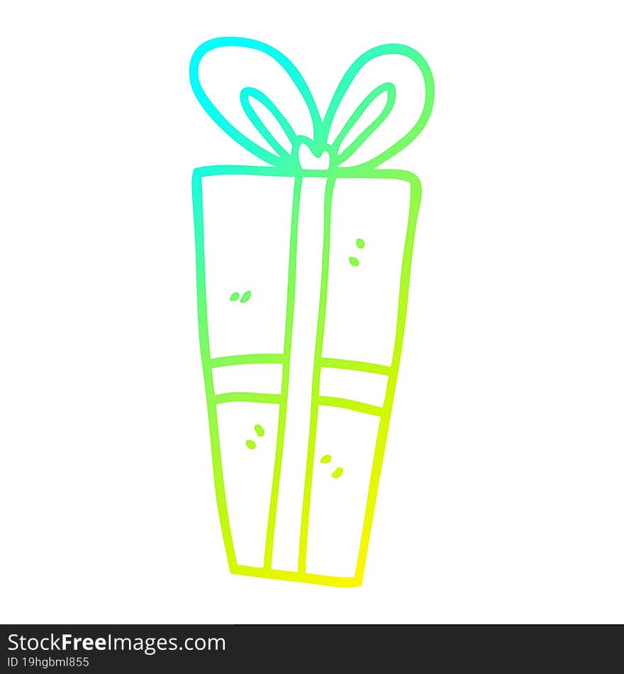 cold gradient line drawing cartoon wrapped gift