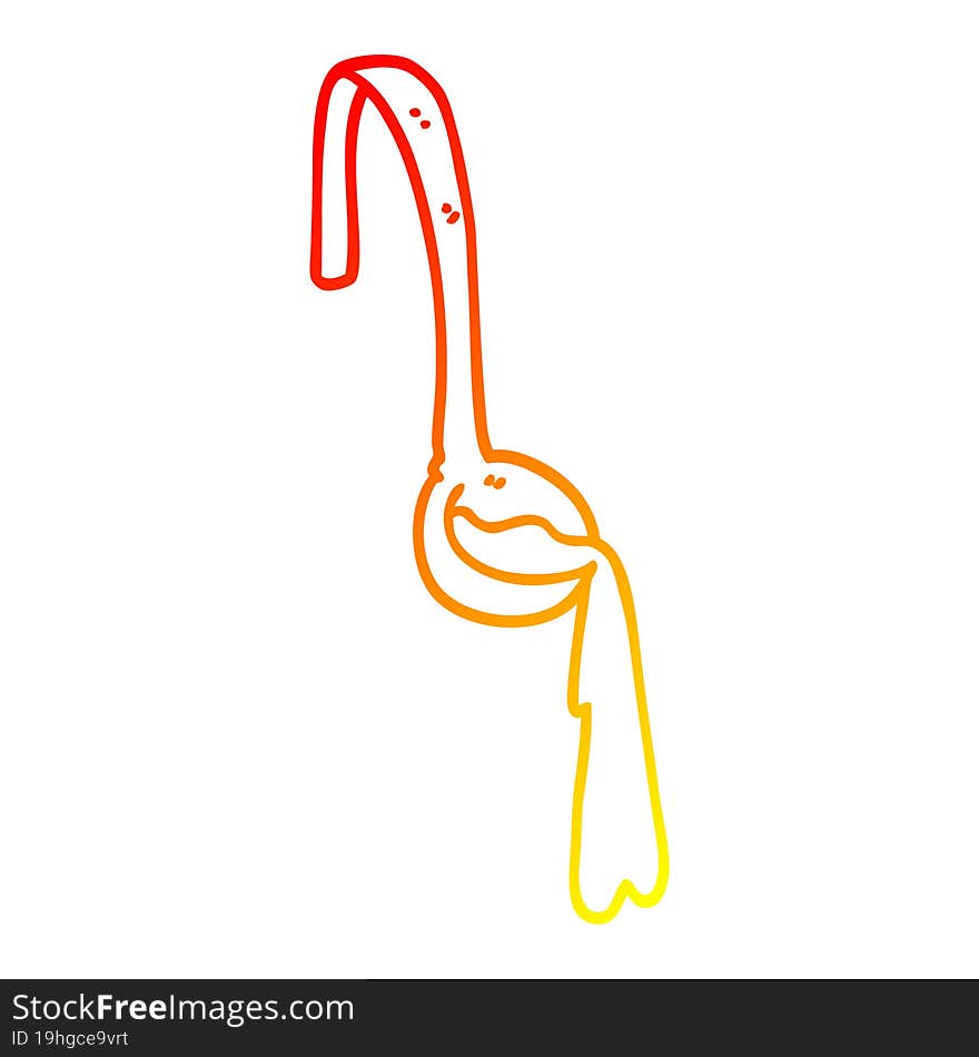 warm gradient line drawing cartoon ladle of food