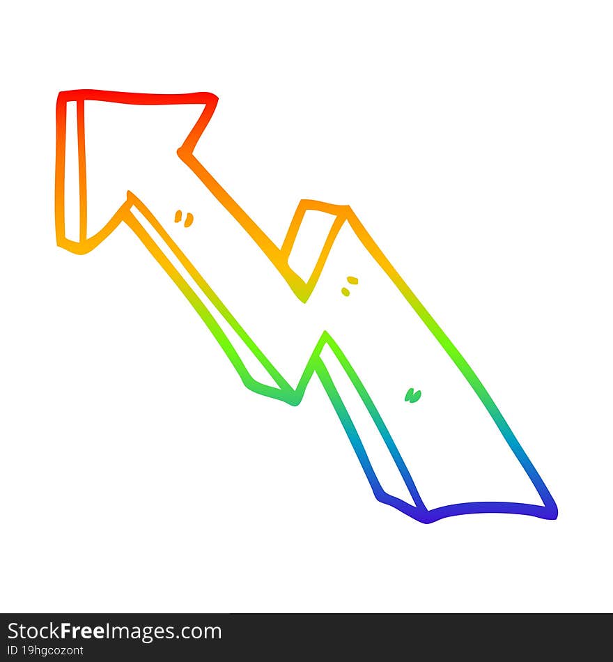 Rainbow Gradient Line Drawing Cartoon Rising Arrow